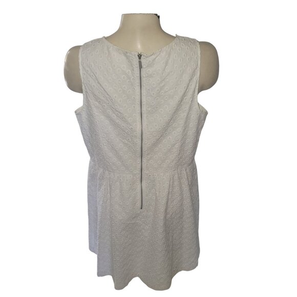 White Kensie Sleeveless Textured Eyelet Dress With Back Zipper Womens Size L Cot - Picture 6 of 6